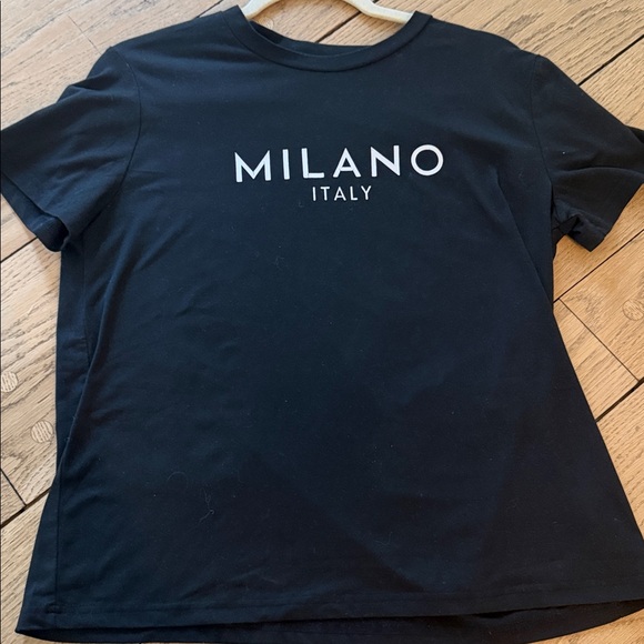 Milano Black Short Sleeve Logo Tee with White Text - Picture 4 of 4